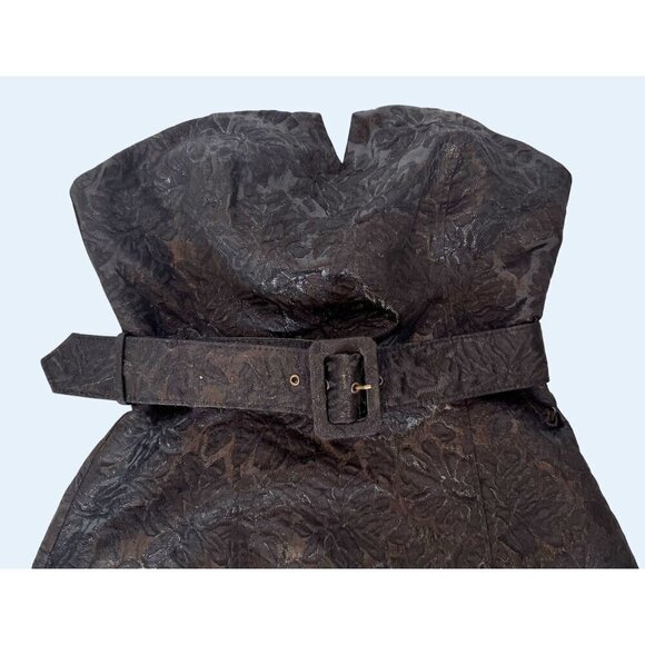 FREE PEOPLE Show Stopper Black Jacquard Mini Dress Size 10 - Picture 3 of 7